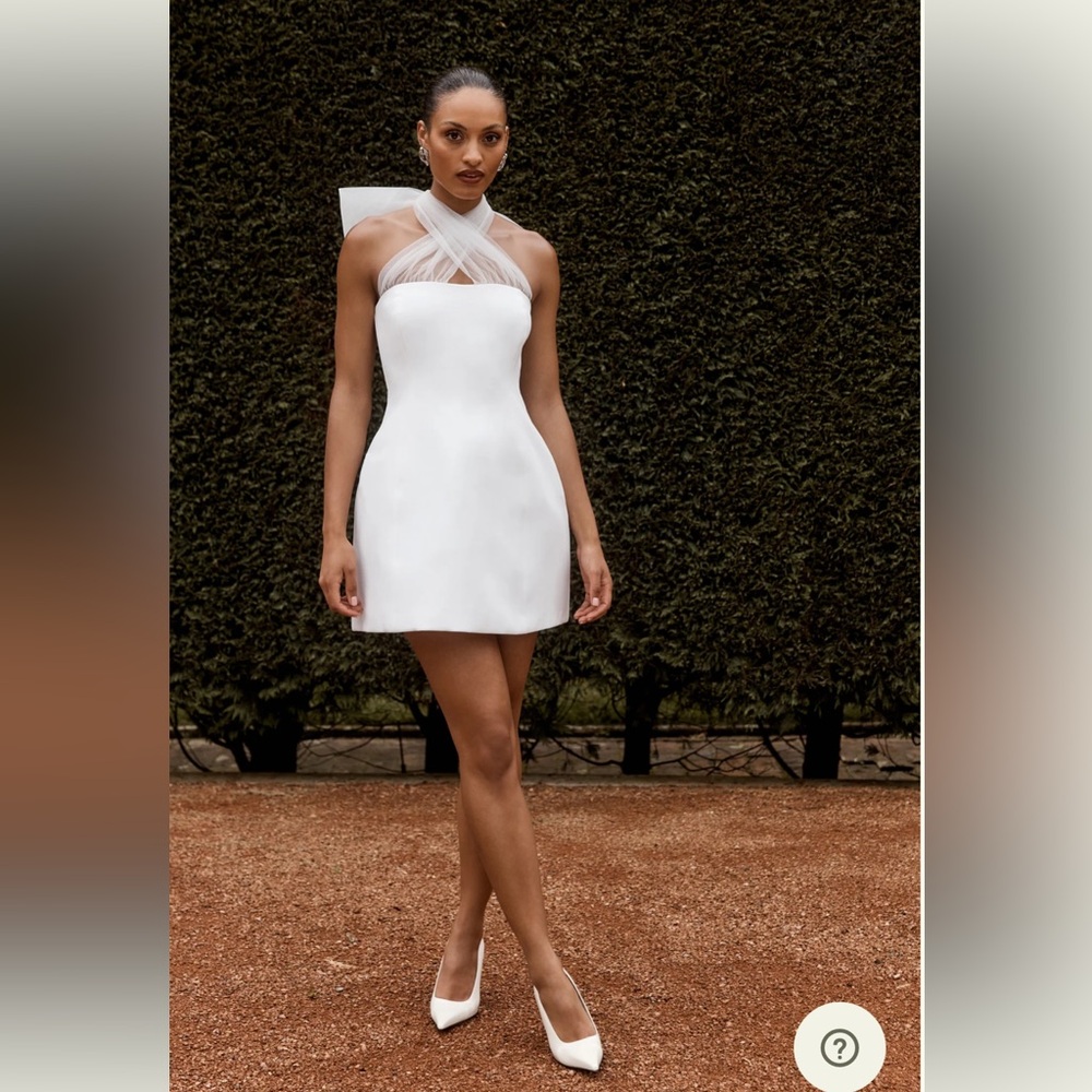 Maryam Tulle Bow Mini Dress - White